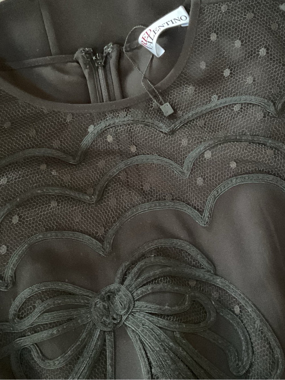 RED Valentino Black Long-Sleeve Fit-and-Flare Dress - Picture 5 of 8